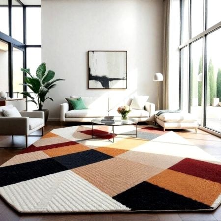 Handcrafted Geometric Multicolor Contemporary Area Rug